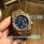 Copy Audemars Piguet Royal Oak Blue Chronograph Dial Gold Diamond Watch